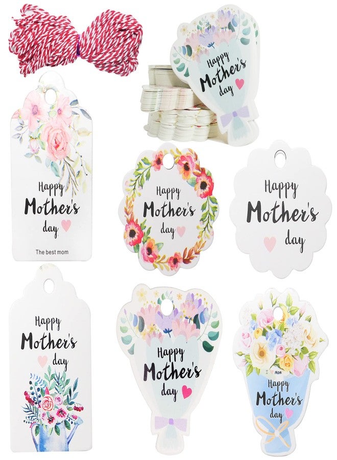 HADDIY Mother's Day Gift Tags,120 Pcs Floral Happy Mother's Day Hanging Paper Tags with String Best Mom Labels for Gift Wrapping Supplies - Image 1